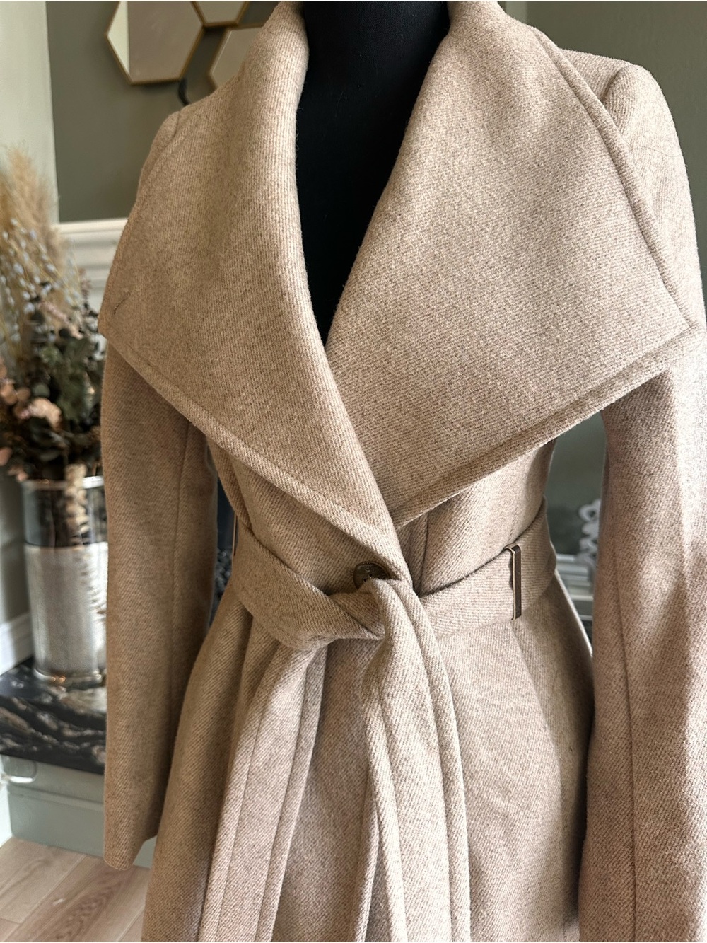 ⭐️LAST CHANCE⭐️ Calvin Klein PXXS Belted Asymmetrical Wool Coat Size P - Picture 6 of 17